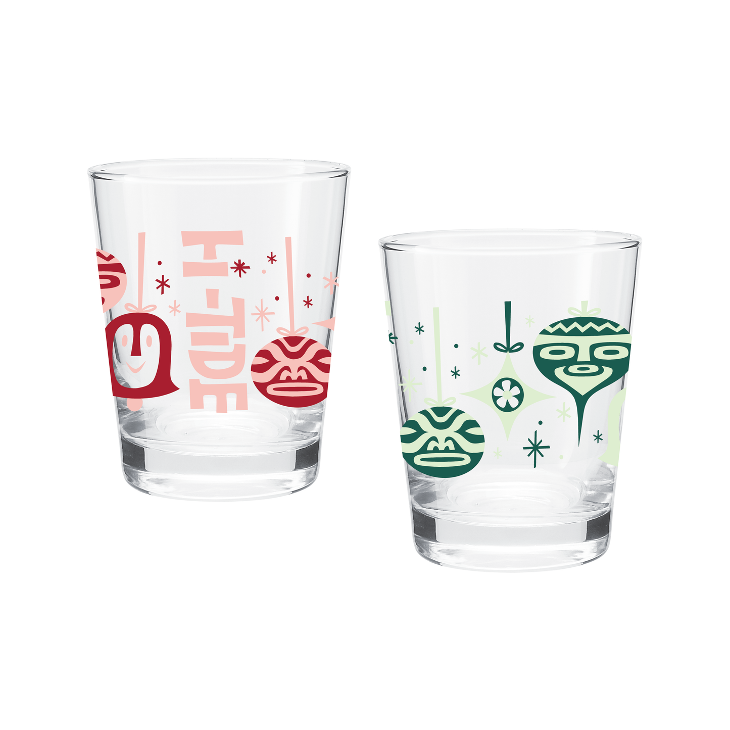 Hi-Tide "Holly-Tone" Christmas Cocktail Glass Set