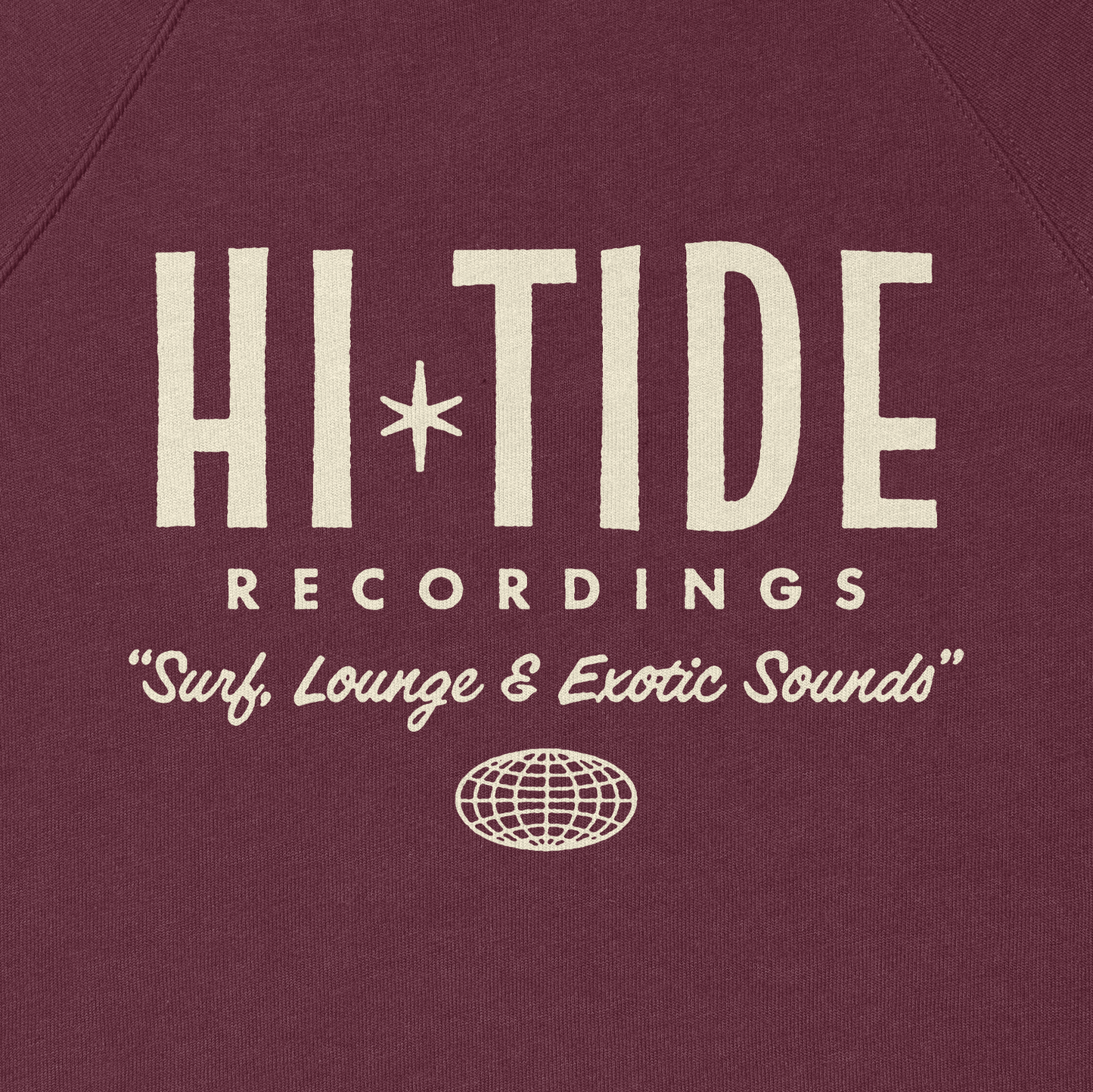 “Surf, Lounge & Exotic Sounds” Crewneck (Maroon)