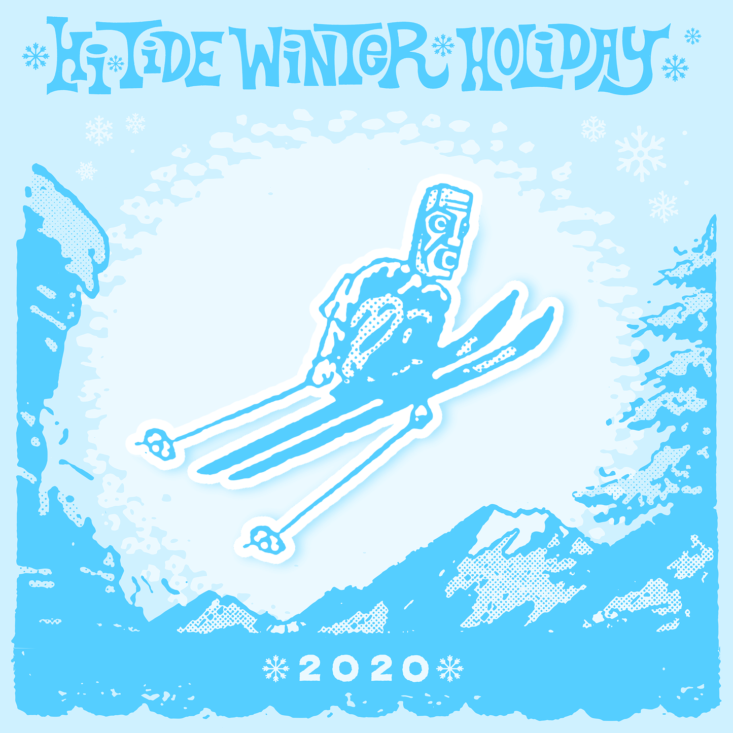 Hi-Tide Winter Holiday "Tiki Skiier" Enamel Pin