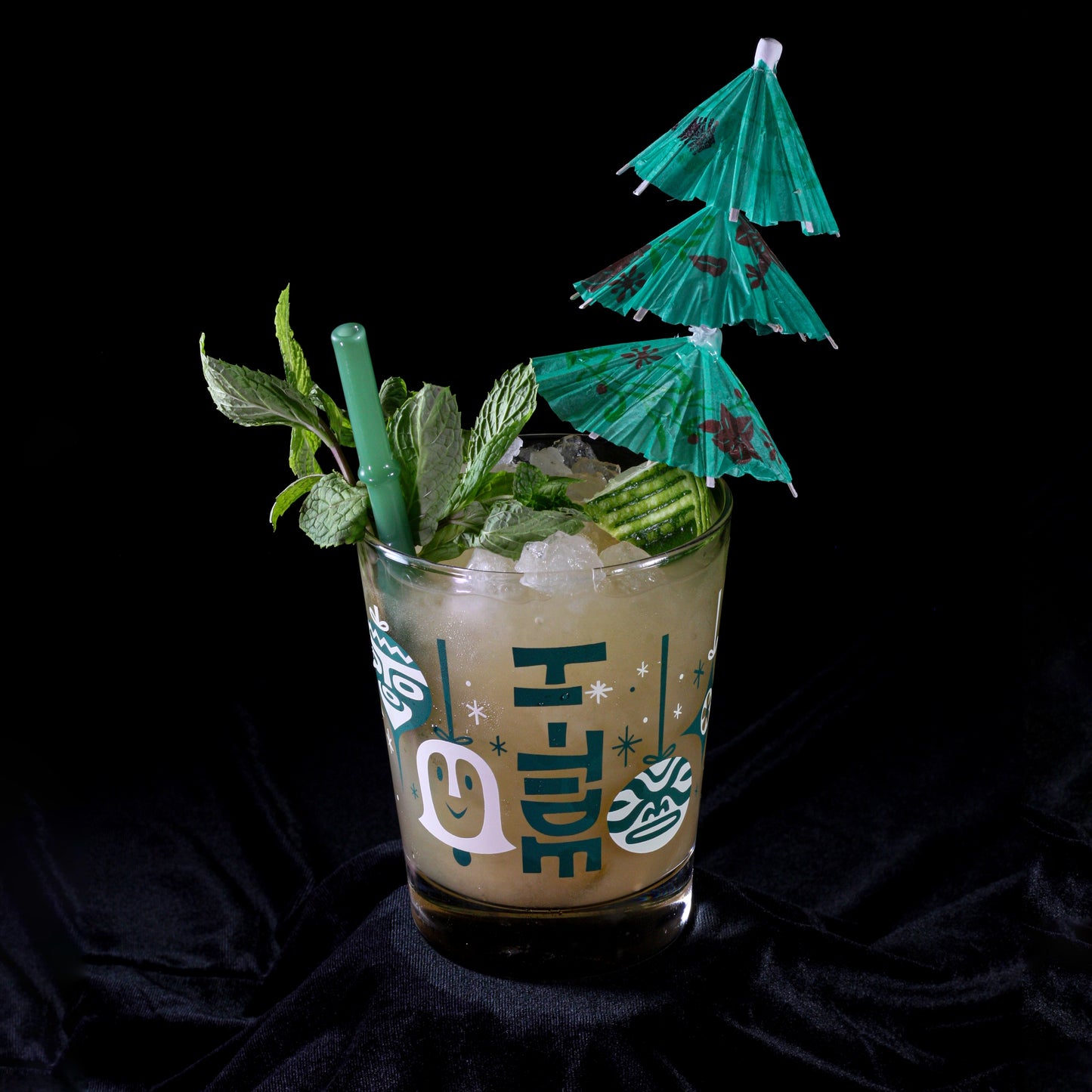 Hi-Tide "Holly-Tone" Christmas Cocktail Glass Set