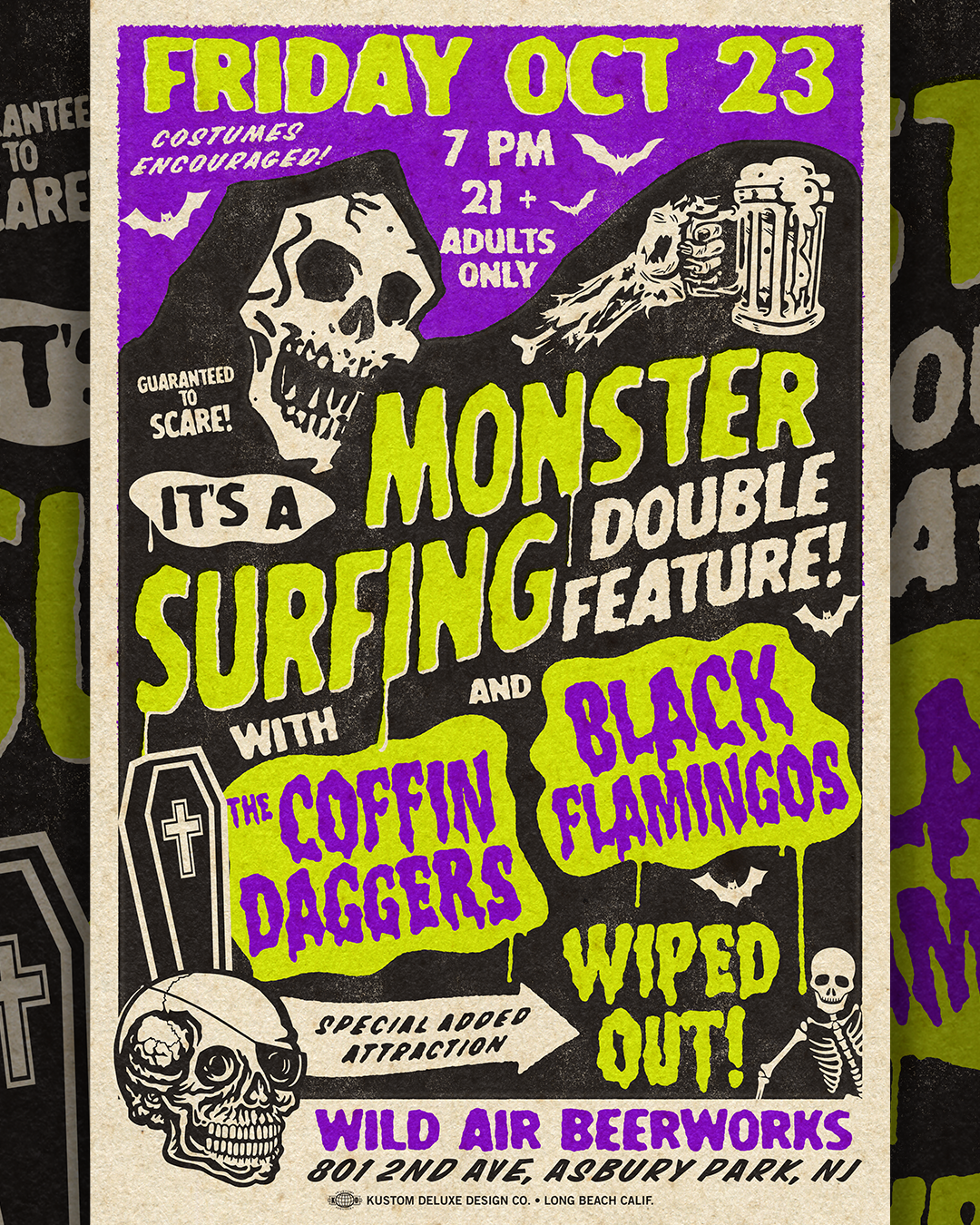Hi-Tide Monster Surfing Double Feature w/ The Coffin Daggers & Black Flamingos + Wiped Out!