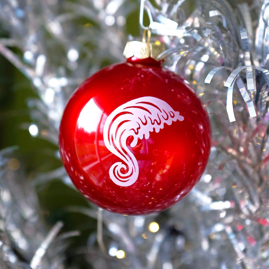 The Surfrajettes Wave Logo Glass Ornament