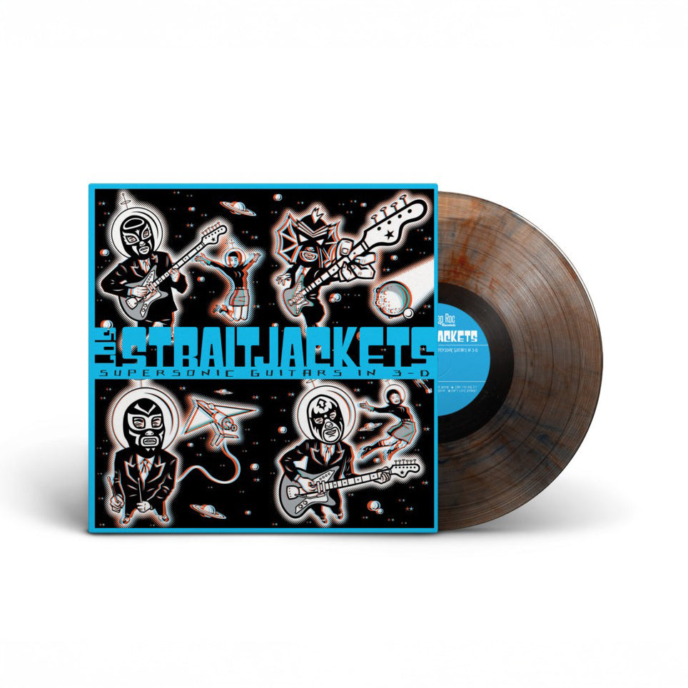 Los Straitjackets "Supersonic Guitars in 3-D" LP [Clear/Red/Blue Swirl]