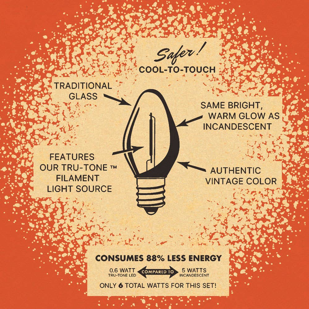 Tru-Tone Vintage Style Halloween C7 LED 10-Light Set [Candy Corn]