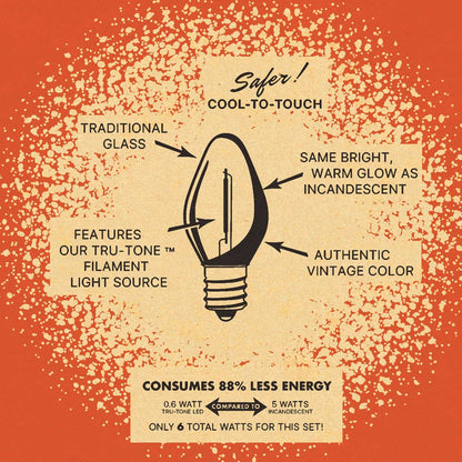 Tru-Tone Vintage Style Halloween C7 LED 10-Light Set [Candy Corn]