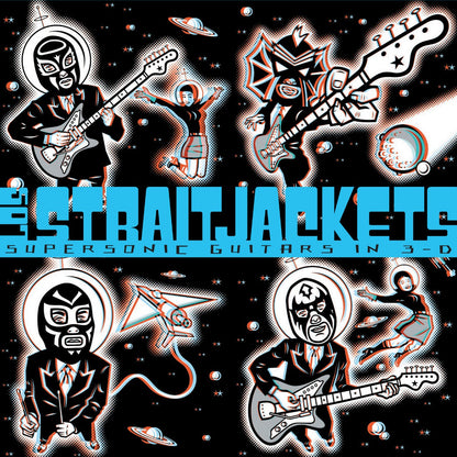 Los Straitjackets "Supersonic Guitars in 3-D" LP [Clear/Red/Blue Swirl]