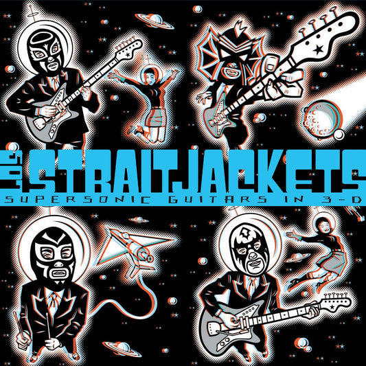 Los Straitjackets "Supersonic Guitars in 3-D" LP [Clear/Red/Blue Swirl]