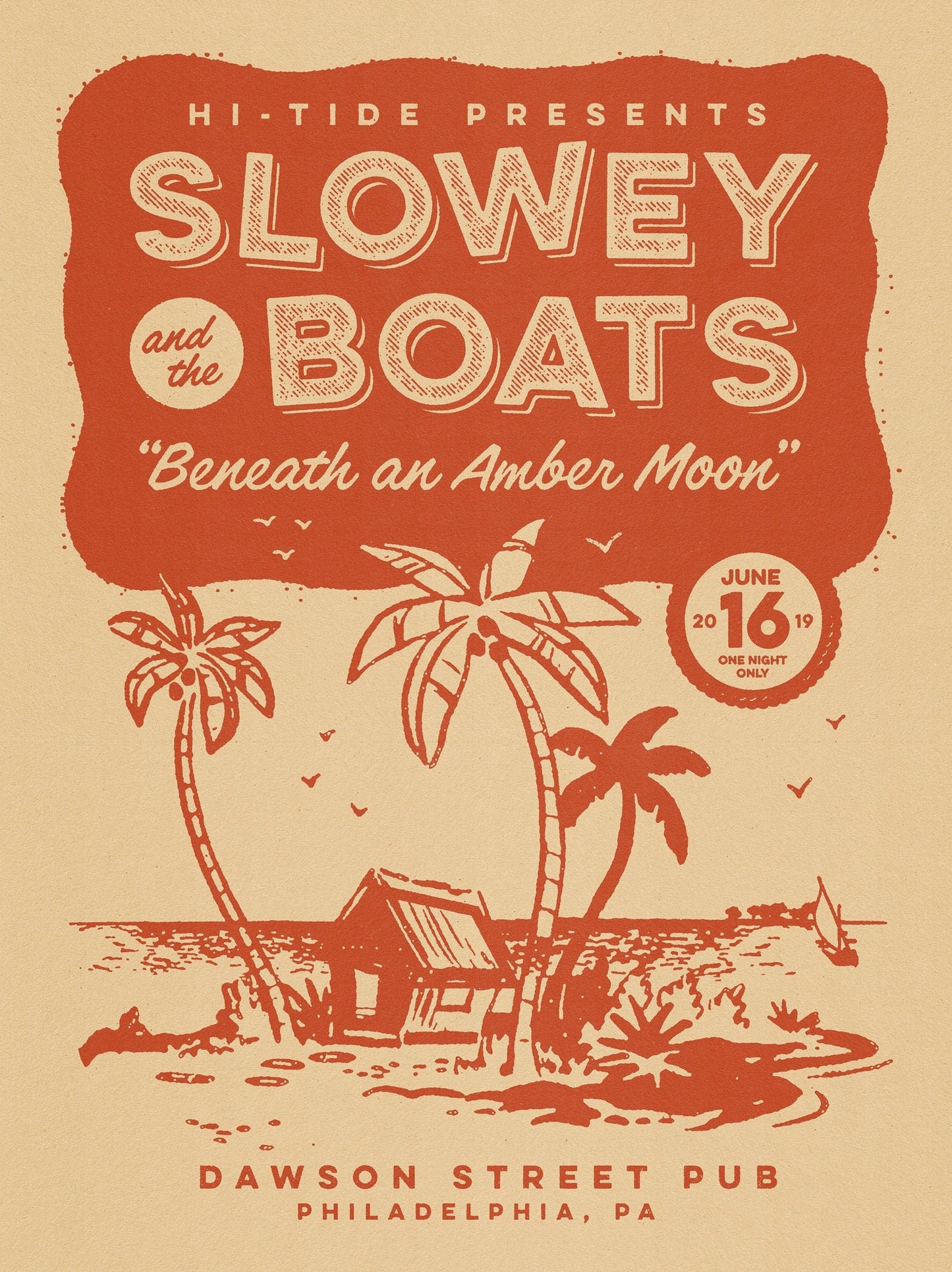 Slowey and The Boats "Beneath an Amber Moon" Dawson Street Serigraph